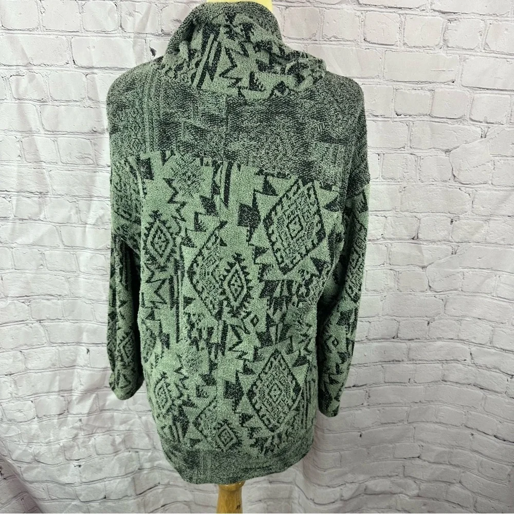 one world Geometric Patterned  cowl neck Sweater sz L southwest boho cozy